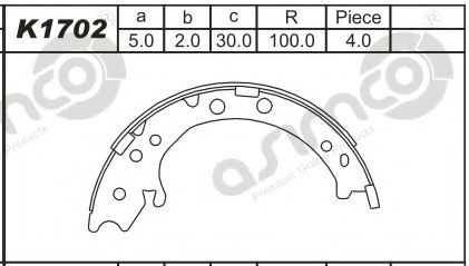 Комплект тормозных колодок ASIMCO K1702