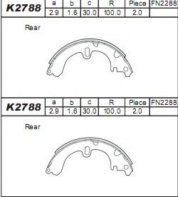 Комплект тормозных колодок ASIMCO K2788