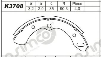 Комплект тормозных колодок ASIMCO K3708