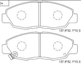 Комплект тормозных колодок, дисковый тормоз ASIMCO KD1728