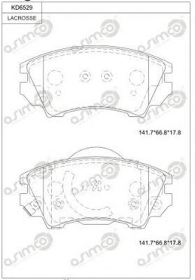 Комплект тормозных колодок, дисковый тормоз ASIMCO KD6529