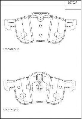 Комплект тормозных колодок, дисковый тормоз ASIMCO KD6792F