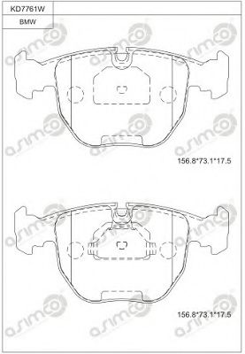 Комплект тормозных колодок, дисковый тормоз ASIMCO KD7761W