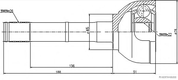 Шарнирный комплект, приводной вал HERTH+BUSS JAKOPARTS J2828008