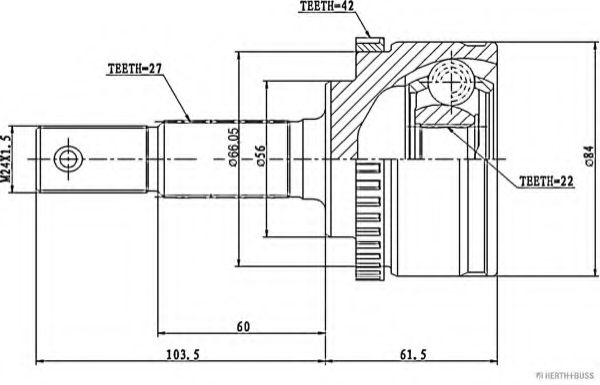 Шарнирный комплект, приводной вал HERTH+BUSS JAKOPARTS J2821130