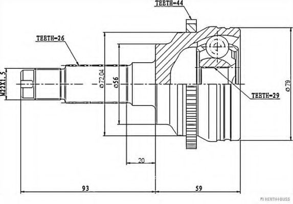 Шарнирный комплект, приводной вал HERTH+BUSS JAKOPARTS J2823127