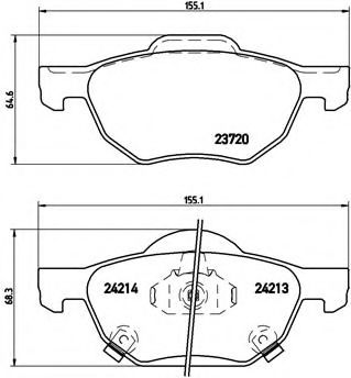 Комплект тормозных колодок, дисковый тормоз BREMBO P 28 036