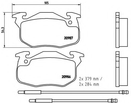 Комплект тормозных колодок, дисковый тормоз BREMBO P 61 099