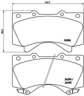 Комплект тормозных колодок, дисковый тормоз BREMBO P 83 107