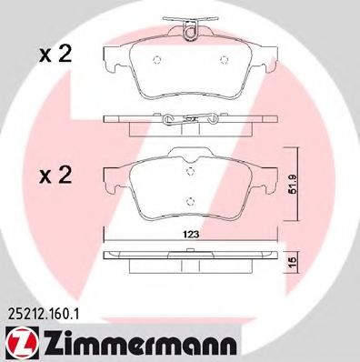 Комплект тормозных колодок, дисковый тормоз ZIMMERMANN 25212.160.1