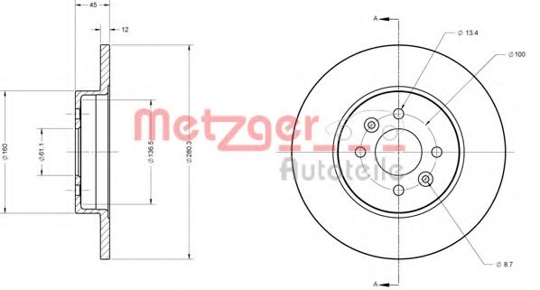 Тормозной диск METZGER 6110321