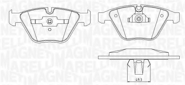 Комплект тормозных колодок, дисковый тормоз MAGNETI MARELLI 363916060151