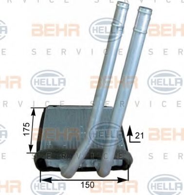 Теплообменник, отопление салона BEHR HELLA SERVICE 8FH 351 315-281