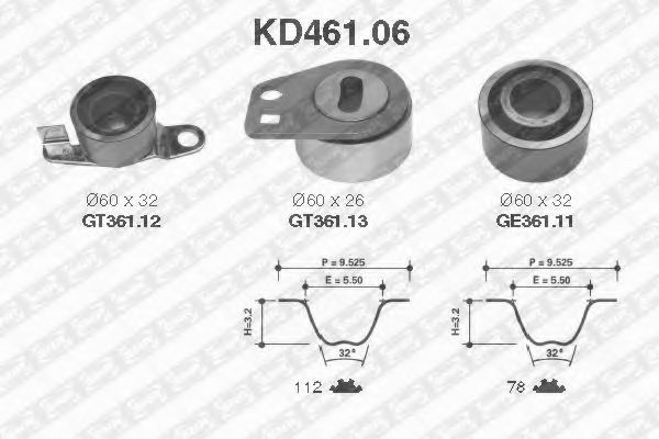 Комплект ремня ГРМ SNR KD461.06