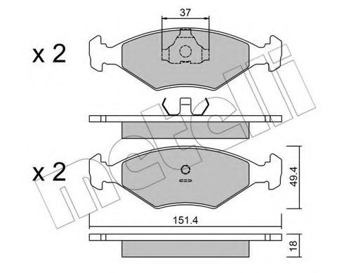 Комплект тормозных колодок, дисковый тормоз METELLI 22-0057-2