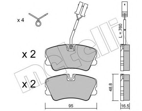 Комплект тормозных колодок, дисковый тормоз METELLI 22-0065-0