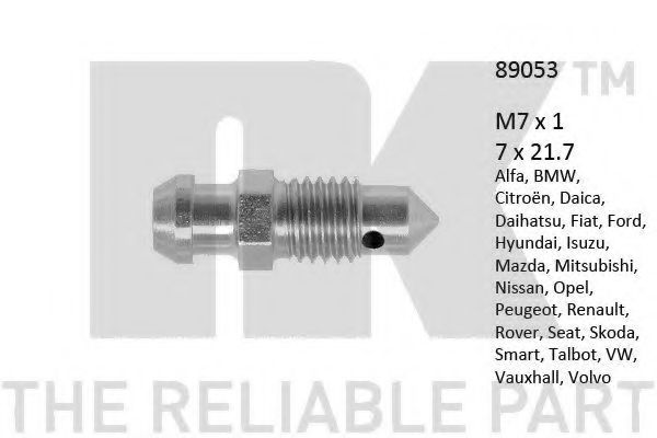 Болт воздушного клапана / вентиль NK 89053