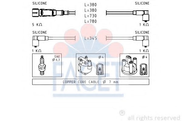 Комплект проводов зажигания FACET 4.9569