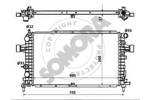 Радиатор, охлаждение двигателя SOMORA 211840E