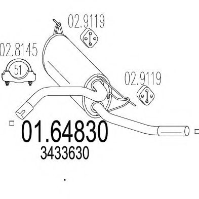 Глушитель выхлопных газов конечный TIMAX 230292