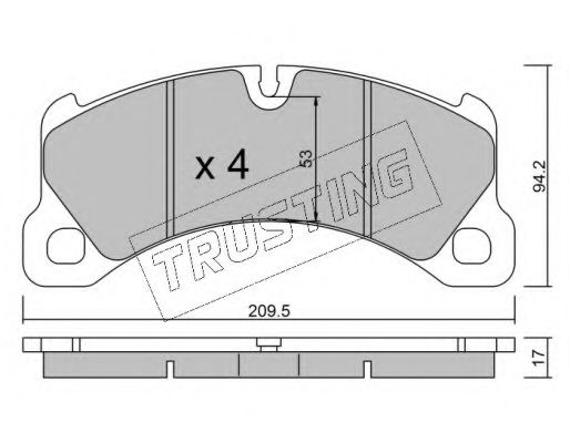 Комплект тормозных колодок, дисковый тормоз TRUSTING 972.0