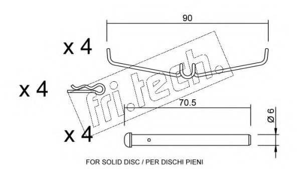 Комплектующие, колодки дискового тормоза fri.tech. KIT.070