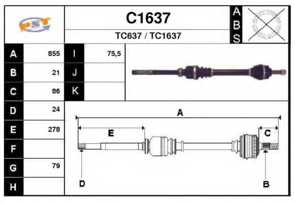 Приводной вал SNRA C1637