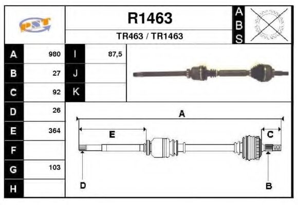 Приводной вал SNRA R1463