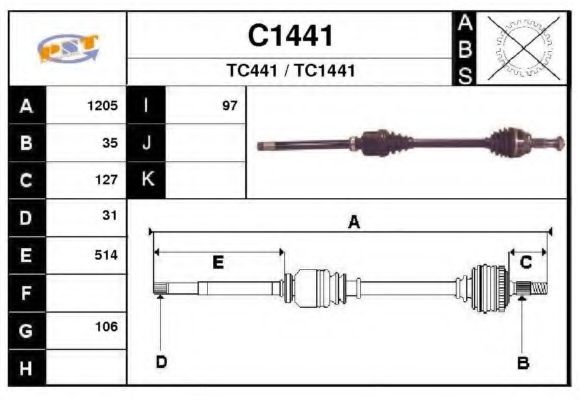 Приводной вал SNRA C1441