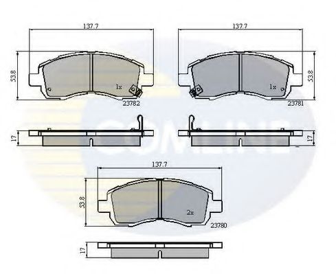 Комплект тормозных колодок, дисковый тормоз COMLINE CBP3757