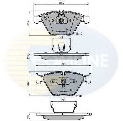 Комплект тормозных колодок, дисковый тормоз COMLINE CBP02033