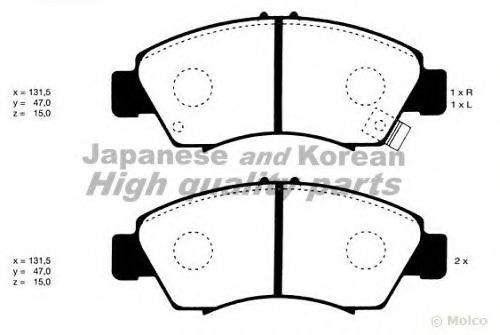 Комплект тормозных колодок, дисковый тормоз ASHUKI H025-50