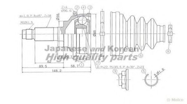 Шарнирный комплект, приводной вал ASHUKI MA-4049