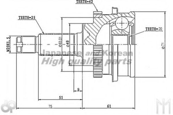 Шарнирный комплект, приводной вал ASHUKI SK-025I