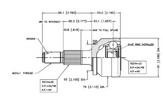 Шарнирный комплект, приводной вал VEMA 18208