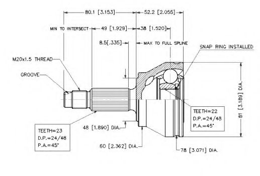 Шарнирный комплект, приводной вал VEMA 18216
