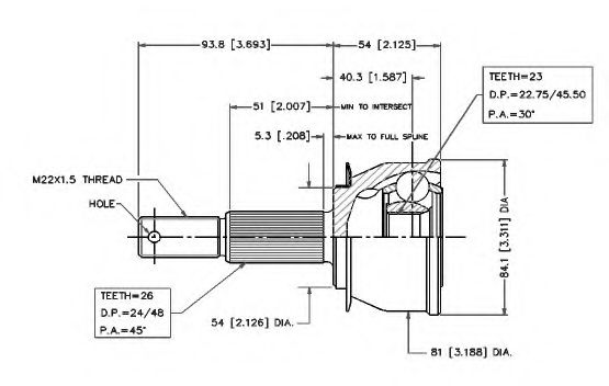 Шарнирный комплект, приводной вал VEMA 18475