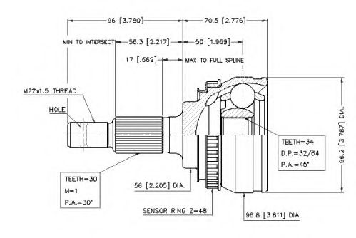 Шарнирный комплект, приводной вал VEMA 18657