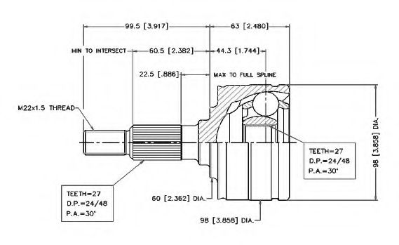 Шарнирный комплект, приводной вал VEMA 18730