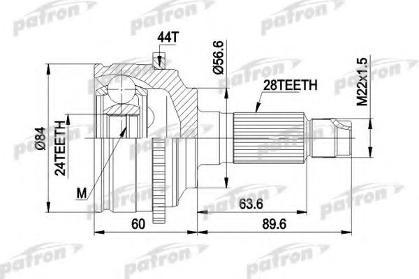 Шарнирный комплект, приводной вал PATRON PCV3028