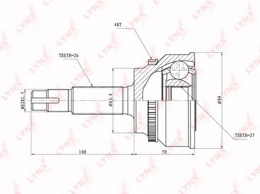 Шарнирный комплект, приводной вал LYNXauto CO-7522A