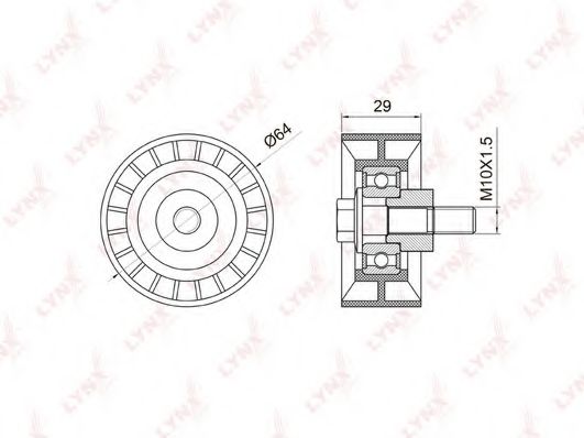Паразитный / Ведущий ролик, зубчатый ремень LYNXauto PB-3006