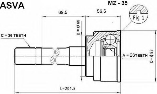 Шарнирный комплект, приводной вал ASVA MZ-35