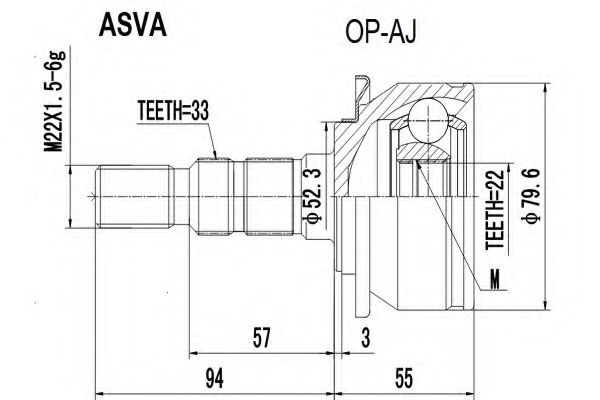 Шарнирный комплект, приводной вал ASVA OP-AJ
