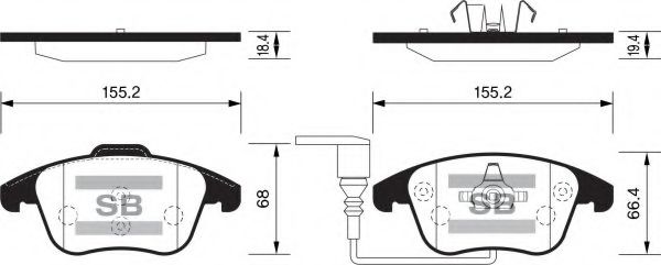 Комплект тормозных колодок, дисковый тормоз FI.BA FBP2264