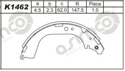 Комплект тормозных колодок ASIMCO K1462