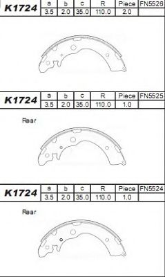 Комплект тормозных колодок ASIMCO K1724