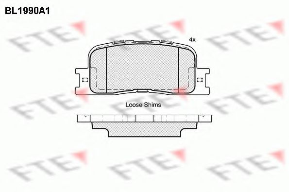 Комплект тормозных колодок, дисковый тормоз FTE BL1990A1