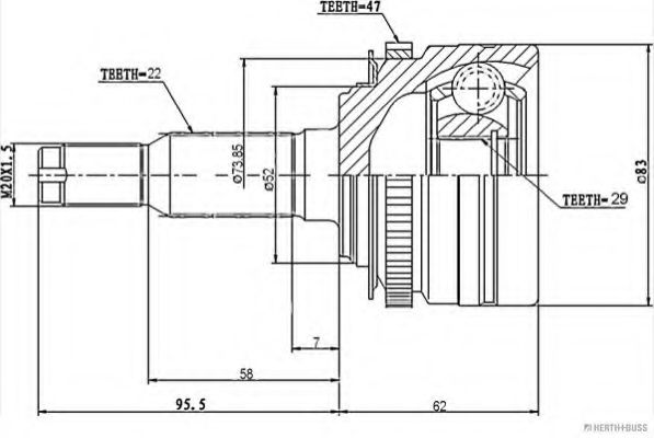 Шарнирный комплект, приводной вал HERTH+BUSS JAKOPARTS J2820901