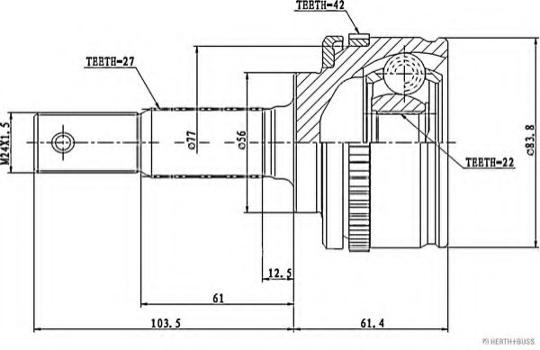 Шарнирный комплект, приводной вал HERTH+BUSS JAKOPARTS J2821119